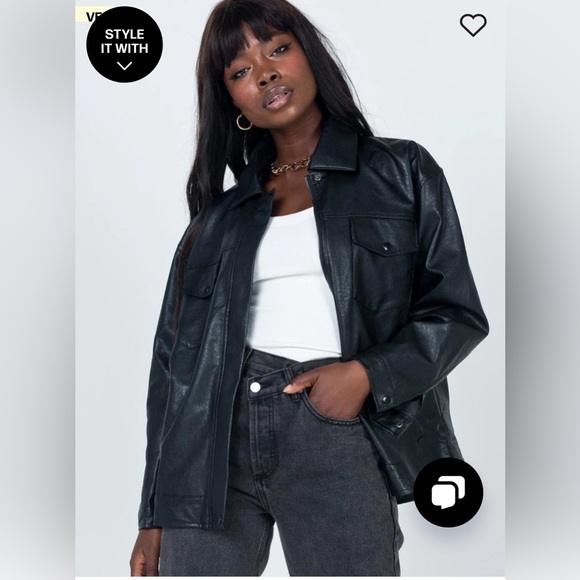 Princess Polly CALLIE FAUX LEATHER JACKET BLACK - Picture 2 of 7